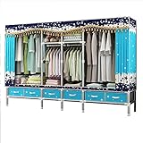 Portable Wardrobe Cloth Wardrobe Large Wardrobe,Simple Portable Wardrobe Multifunction Bedroom Wardrobe Storage Partition Suspension Storage Wardrobe,E,172 * 240 * 45cm Portable Cloth Hange