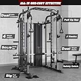 DONOW Smith Machine with 160kg Weight Stacks Power Cage Squat Rack Dual Cable Crossover Machine LAT Pull-Down All in One Home Gym Systems Ratio 2:1