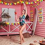 Tropical Hawaiian Flower Lei Garland Multicolored Luau Flower Garlands Hawaiian Lei for Kids Adults Hawaiian Luau Summer Beach Tiki Tropical Backdrop Decoration (40 Pcs)