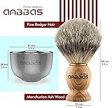 Anbbas Pure Badger Hair Shaving Brush Solid Wood Handle with Goat Milk Shaving Soap 100g,Stainless Steel Shaving Stand and 2 Layers Shaving Bowl Kit Perfect for Men Gift