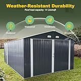 Jaxenor Metal Garage Shed 20x13 FT, Sheds & Outdoor Storage Clearance, Outdoor Storage Shed for Car, Truck, Bike, Lawnmower, Backyard Tool House Building 2 Doors and 4 Vents Dark Gray