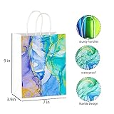 PINWATT 24Pcs Marble Gift Bags with Tissues - 9" Colorful Party Bags with Handles, Suitable for kids girls Birthday Parties, Wedding, Shopping, Baby Shower (4 Assorted Designs)