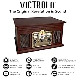 Victrola Nostalgic 6-in-1 Bluetooth Record Player & Multimedia Center with Built-in Speakers - 3-Speed Turntable, CD & Cassette Player, AM/FM Radio | Wireless Music Streaming | Espresso