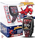 Accutime Kids Marvel Spider-Man Miles Morales Black Educational Touchscreen Smart Watch Toy for Boys, Girls, Toddlers - Selfie Cam, Learning Games, Alarm, Pedometer & More (Model: SPD4664AZ)