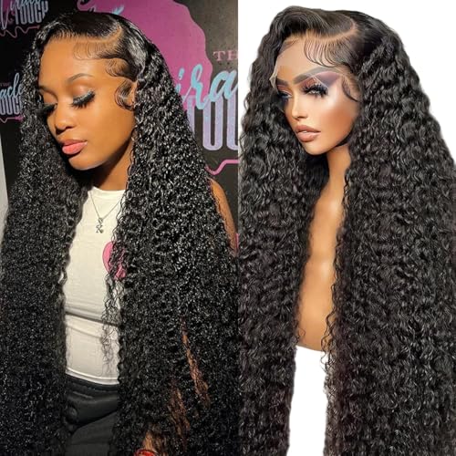 GCTGCT 34 Inch 13x6 Lace Front Wigs Human Hair Water Wave Hd Lace Frontal Wigs Human Hair Wet And Wavy Pre Plucked With Baby Hair 200 Density Natural Color