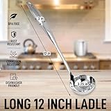 Zulay Kitchen Stainless Steel 13" Soup Ladle - Comfort Grid Steel Ladle with Long Handle and Ample Bowl Capacity Perfect for Stirring, Serving Soups and More - Heavy-Duty Metal Ladle