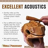 Deluxe Large 6" Wood Frog Guiro Rasp - Musical Instrument Tone Block - Wooden Frog with Stick, Noise Maker by World Percussion USA