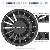 POWEROWL 16 Bay AA AAA Battery Charger (Updated, High Speed Charging) with Smart LED Light and Plug, for NIMH NICD Rechargeable Batteries and More