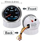 ARTILAURA GPS Speedometer 85mm 3-3/8" 7 Color 120MPH Gauge with GPS Antenna Odometer Waterproof for AUTO Car Truck Boat Marine (Black)