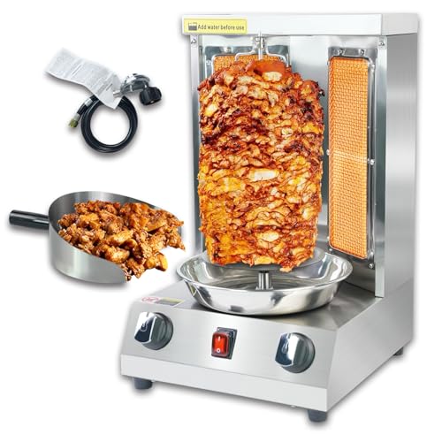 Shawarma Grill Machine Gas Vertical Rotisserie with 2 Burner Doner Kebab Gyro Grill Machine with Shovel