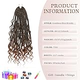 Flagship 9 Packs Goddess Box Braids Crochet Hair for Black Women,14 Inch Ombre Pre-looped Crochet Braids with Curly Ends, Bohemian Curly Hippie Box Braids Crochet Hair-T30