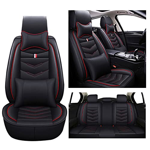 Axflong Car Seat Cover for Toyota C-HR CHR 2018-2022, Durable Wear Resistant Waterproof Vehicle Cushion Cover, Breathable No Odor Premium Leather Vehicle Seat Covers.(Luxury,Black Red)