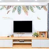 LINDAON Feather Wall Decals Wall Stickers Vinyl Peel and Stick Removable Decal Stick DIY Wall Art Murals Home Wall Decor for Bedroom Living Room Classroom Office Wall Decaoration-A02