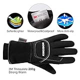 KINGSBOM -40F° Waterproof & Windproof Thermal Gloves - 3M Thinsulate Winter Touch Screen Warm Gloves - for Cycling,Riding,Running,Outdoor Sports - for Women and Men(Black,Large)