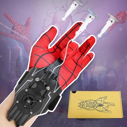 Spider Web Shooters String Shooters and Dart Launcher Toy Spider Silk Launcher Wrist Toy for Kids，Spider Gloves with Web-Shooters Superhero Role-Play