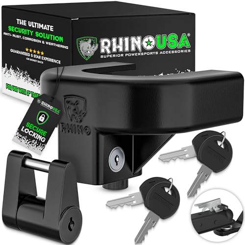 Rhino USA Trailer Hitch Coupler Lock Kit (for 2" Trailer) Heavy Duty Anti-Theft Tongue Locks for Boat, RV, Travel Trailers & More - Reinforced Solid Steel for Ultimate Peace of Mind!