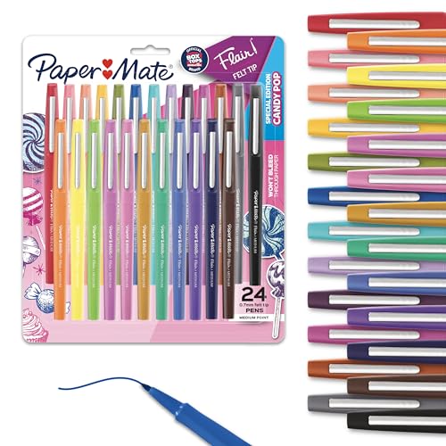 Paper Mate Flair Felt Tip Pens Medium Point 0.7 Millimeter Marker Pens Back to School Supplies for Teachers & Students Assorted Colors 24 Count