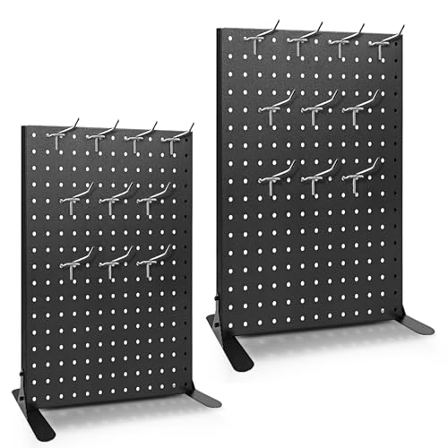 Uppcasir 2PCS Pegboard Display Stand With 20 Hooks for Craft Shows, Metal Jewelry and Key Ring Retail Display Racks for Selling Accessories, Retail Stores, Vendors & Events, 17 X 13 Inch