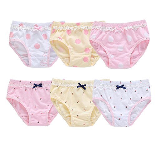 Orinery Baby Kids Underwear Breathable Cotton Panties Toddler Girls Undies Soft Assorted Briefs 6-Pack(Color A, 1-2T)