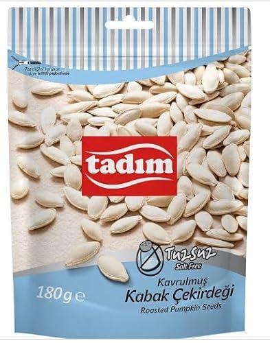 Roasted Pumpkin Seeds, Unsalted Pumpkin Seeds, Kabak Çekirdeği,Salt Free, By Tadim 180 Gr بذور اليقطين المحمصة، بذور اليقطين غير المملحة، خالية من الملح