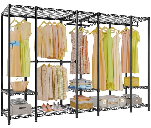 VIPEK V50 Extra Large Portable Closet Rack Bedroom Armoire Freestanding Wardrobe Closet, Heavy Duty Clothes Rack Multi-Functional Metal Clothing Rack for Hanging Clothes, Max Load 1300lbs, Black