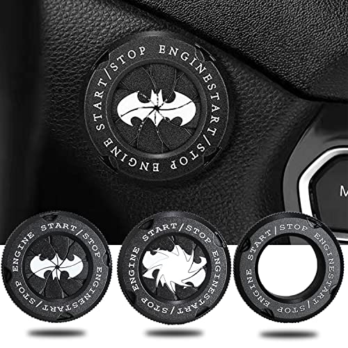 Bat Engine Start Stop Button Cover,Rotary Car Push Start Button Cover Interior Accessories,Anti Scratch Universal Button Protective DIY Decoration,Gift for Men (Bat Black)