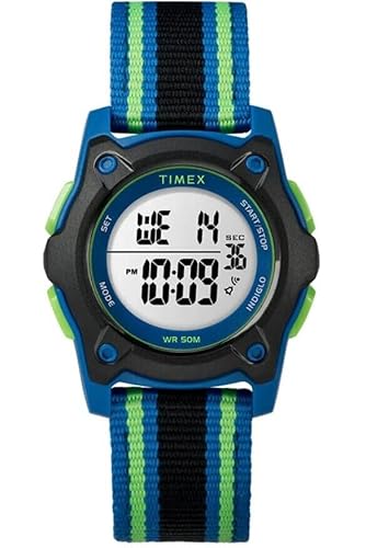 Timex Kids TW7C26000 Time Machines Digital 35mm Blue/Black/Green Double-Layered Nylon Strap Watch