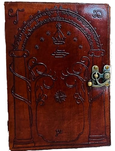The Lord Of The Rings Book Hobbit lotr gifts Books Leather Journal lord of the rings decor Jrr tolkien books lord of the rings merch Book set Hardcover Merchandise Bookends Illustrated Edition ring gift (BROWN EMBOSSED, 7X5)