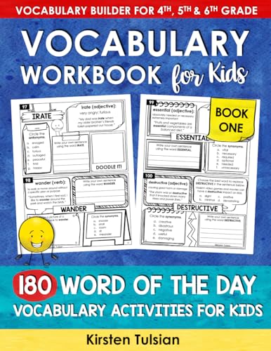 Vocabulary Workbook for Kids: 180 Word of the Day Vocabulary Activities BOOK ONE Vocabulary Builder for 4th, 5th & 6th Grade (Vocabulary Builder Workbooks)
