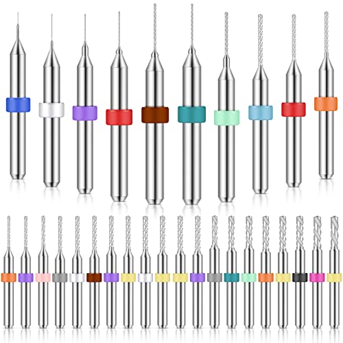 Shank Tungsten Carbide Micro Drill Bits Set, Tungsten Steel PCB Print Circuit Board Flute CNC Router Bits for Rough Stone Print Circuit Board Jewelry Engraving (30 Pcs, 0.1-3.0 mm)