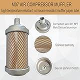 M07 Air Compressor Muffler 3/4" NPT Male, Air Exhaust Muffler Silencer for Compressor Dryer Compressed Air Equipment and Systems, Single Chamber 145 PSI, Muffler Replacement Part