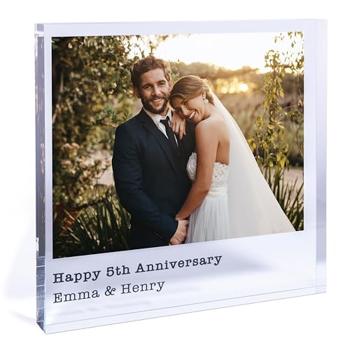 Amazing Items Custom Acrylic Photo Block with Text, 8x8 - Your Image or Photo Printed on Acrylic Block, Customized Acrylic Photo Print