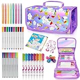 weirtoya Washable Fruit Scented Markers Set with Pencil Case（Unicorns Set +Mermaid Set ）