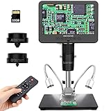 Andonstar AD246S-M HDMI Digital Microscope 2000x for Adults, 3 Lens 2160P UHD Video Record, 7 Inch LCD Soldering Microscope for Electronics Repair, Error Coins, Pro Boom Arm Stand, Windows Compatible
