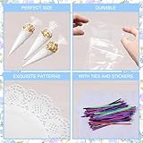 Yungyan 100 Set 15 x 7 Inch Engagement Cone Cellophane Treat Bags with Wedding Confetti Cone Triangle Bags for Popcorn Candy Goodie Flower Petals Engagement Wedding Bridal Shower Party Favor