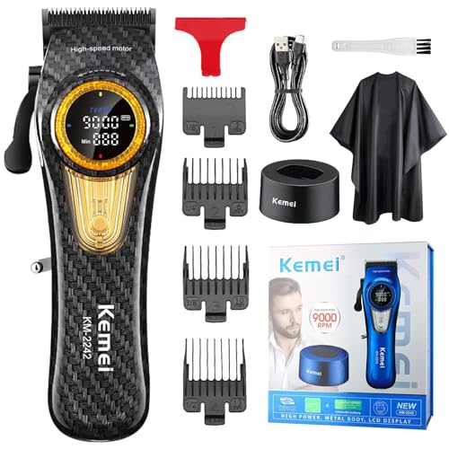 KEMEI Professional Hair Clippers for Men Cord/Cordless Hair Cutting Kits, Hair & Beard Trimmer, Adjustable Blade Barber Clippers with USB Rechargeable, Gift for Men, KM-2242