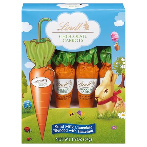 Lindt Chocolate Carrots, Solid Milk Chocolate Candy Blended with Hazelnut, 1.9 Oz Box