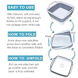 Collapsible Wash Basin 9L, Foldable Dish Tub with Drain Plug, Portable Collapsible Dish Basin, Camping Sink for Washing Dishes, Laundry & Kitchen Use,Gray