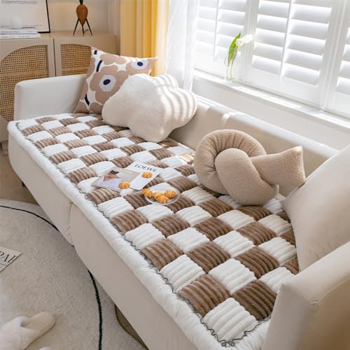 Awjcsv Couch Cover for Dogs Washable, Sofa Cover Protector, Couch Covers for 3 Cushion Couch Sofa Pet Friendly, Soft, Non Slip (27.6 x 82.7 Inch, Dark Brown)