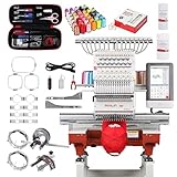 POOLIN The Mirror Multi Needles Commercial Embroidery Machine with Auto Color Change, 13.8x19.7 Inch Embroidery Area, WiFi Transfer, Includes All Accessories for Hats, T-Shirts & Hoodies
