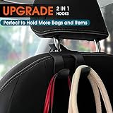 LANVRION Car Headrest Hooks for Purses and Bags, Upgraded 2 in 1 Cars Back Seat Head Rest Hanger Vehicle Leather Organizer Storage Holder Hook Matching Cars Interior, 2-Pack, Beige