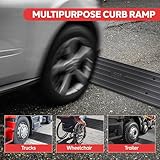 Pyle Car Vehicle Curbside Driveway Ramp - 4ft Heavy Duty Rubber Threshold Bridge Tracks Curb Ramps, 2 Pieces Set (for Car, Truck, Scooter, Bike, Motorcycle, Wheelchair Mobility), Black