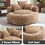 Giant Bean Bag Couch Chairs for Adults, Oversized Lazy Sofa with Memory Foam Filling and 3 Pillows, Soft Chenille Bean Bag Couch for Living Room Bedroom Dorm Apartment (Coffee)