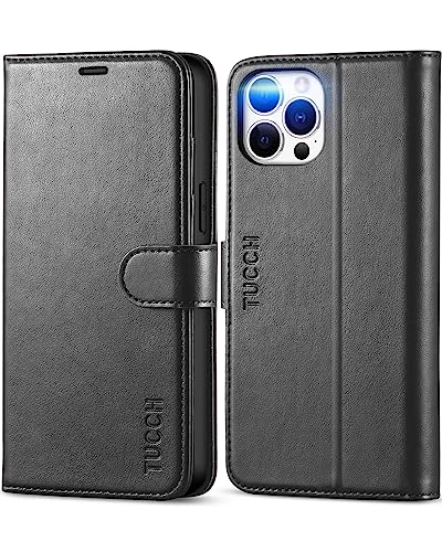TUCCH Wallet Case Compatible with iPhone 12 Pro Max 5G 6.7", PU Leather Card Slot Kickstand [Protective TPU Interior Case], RFID Blocking Magnetic Flip Cover for iPhone 12 Pro Max 6.7", Black
