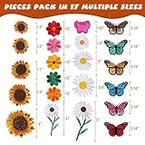 Canlierr 36 Pieces Flower Iron On Embroidered Patches Sunflower Cute Sew On Applique Patches for Clothing Large Colorful Decorative Patches for Clothes Dress Hat Jeans DIY(Vivid Style)