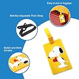 Finex 4 Pcs Set White Dog Rectangular Silicone Travel Luggage Baggage Identification Labels ID Tag for Bag Suitcase Plane Cruise Ships with Belt Strap