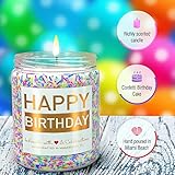 Happy Birthday Candle - Vanilla Birthday Cake Scent with Sprinkles Cute Birthday Gifts for Women Ideas, Made in USA, 9 oz - Cool Unique Bday Gift for Her, Best Friend, Men