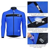 Souke Sports Men’s Winter Warm Cycling Jacket Windproof Running Water Resistant Thermal Breathable Softshell Windbreaker Reflective for Bike Riding Blue（Blue，Large