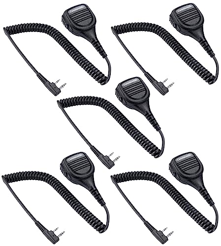 Commountain Heavy Speaker Mic Compatible for Baofeng Radios BF-F8HP UV-82HP UV-5R UV82 UV82C UV5R5 UV5RA UV5RE UV5X3 and Kenwood BTECH Retevis Samcom Radios, Walkie Talkie Microphone-5 Pack
