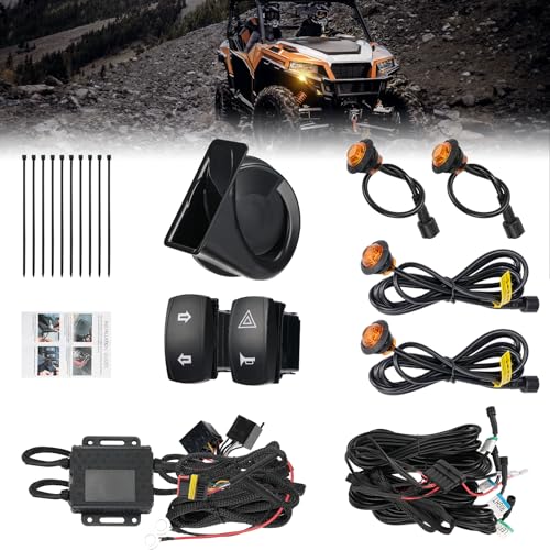 KEMIMOTO UTV Turn Signal Kit with Horn, Pre-Wired, Plug and Play UTV ATV Blinker with Rocker Switch, Hazard Light, Universal Street Legal Kit Compatible with Polaris, Can-Am, Kawasaki, CFMOTO